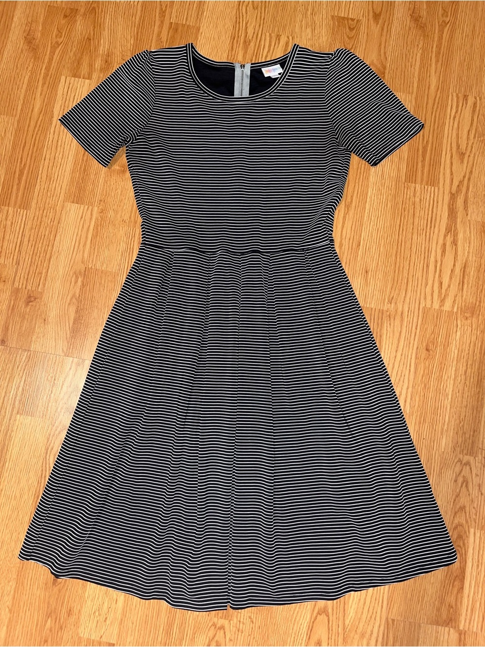 LulaRoe Striped Short-Sleeve Fit & Flare Dress - Black & White Size Medium